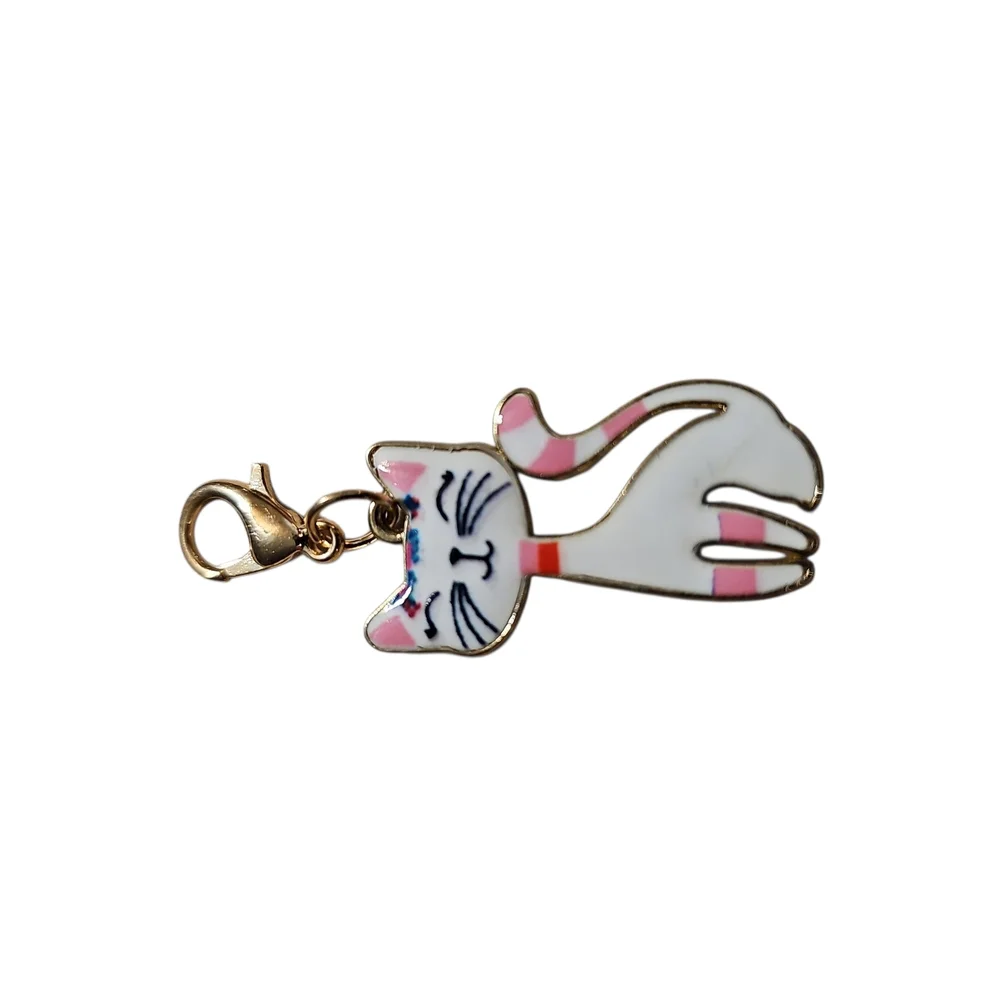 Charming Cat Pendant/Charm with Pink Accents